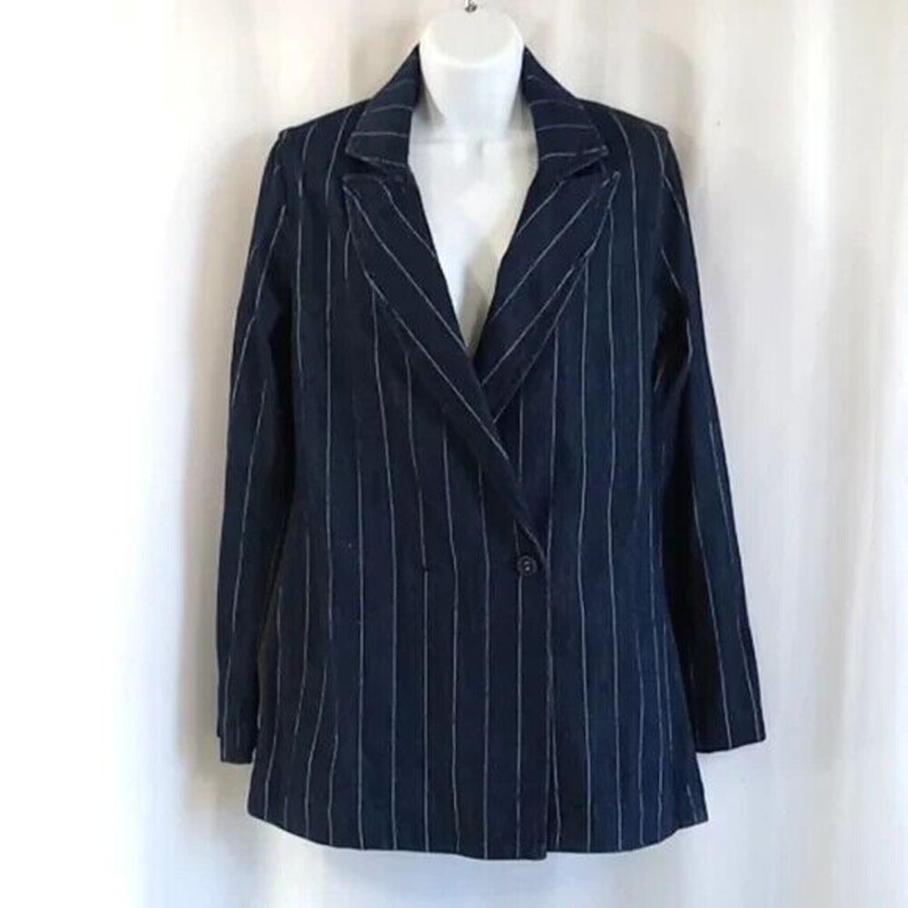 Parker Smith women's size small blue white denim long striped *